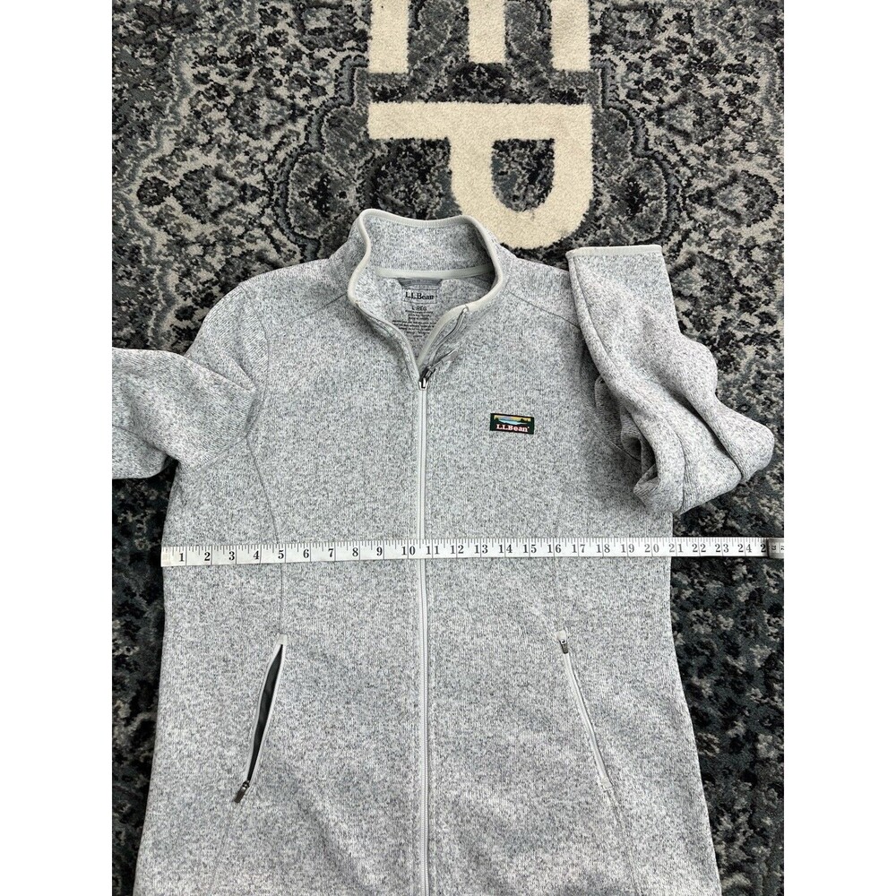 LL Bean Womens Sweater Fleece Full Zip Jacket Large Gray Knit Outdoors - Picture 3 of 9
